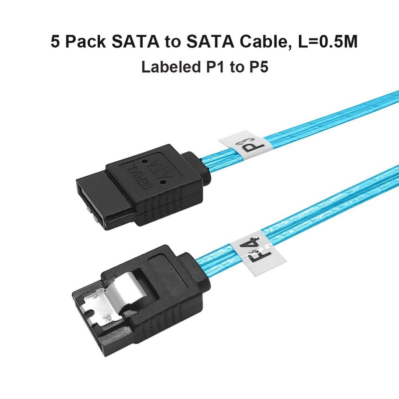 ADCAUDX SATA-III Cable:0.5M,5 Pack Thin SATA 6Gbps Cables, Straight Flexible 6Gbps Data with Locking Latch for SSD, HDD, CD, DVD Drives,Blue (1.6FT) - Image 3